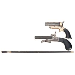 Two Handguns and a Sword Cane -A) Sharps No. 2 Pepperbox