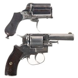 Two Handguns -A) British Folding Trigger Double Action Pepperbox