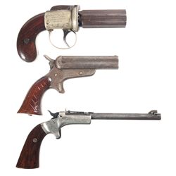 Three Hand Guns -A) John Bentley Small Frame Percussion Pepperbox