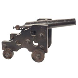 Miniature Cast Iron Breech Loading Cannon with Ships Carriage