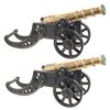 Image 1 : Matched Pair of Two Miniature Cannons -A) Brass Cannon with Cast Iron Carriage