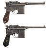 Image 1 : Two Mauser Broomhandle Semi-Automatic Pistols -A) Mauser 1930 Broomhandle Semi-Automatic Pistol