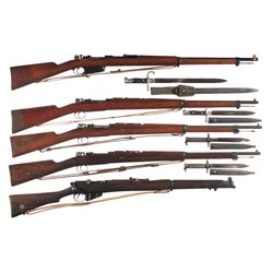 Five Bolt Action Military Rifles -A) Argentine Mauser Model 1891 Bolt Action Rifle with Bayonet