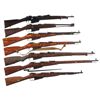 Image 1 : Seven Military Bolt Action Long Guns -A) Italian Model 1891 Carcano Bolt Action Carbine