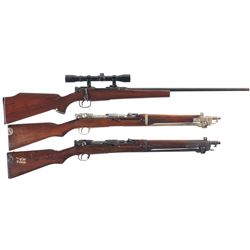 Three Japanese Bolt Action Long Guns -A) Custom Japanese Type 99 Bolt Action Rifle with Scope