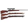 Image 1 : Three Japanese Bolt Action Long Guns -A) Custom Japanese Type 99 Bolt Action Rifle with Scope
