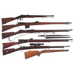 Five Military Longarms -A) Ed. Malherbe Belgium Single Shot Military Carbine