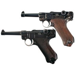 Two Luger Semi-Automatic Pistols -A) DWM 1917 Dated Model 1914 Luger Semi-Automatic Pistol