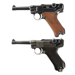 Two Luger Semi-Automatic Pistols -A) 1920 Commercial DWM Luger Semi-Automatic Pistol