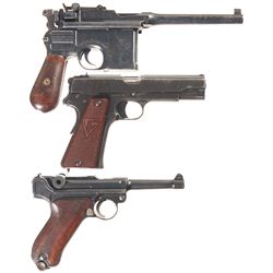 Three European Semi-Automatic Pistols -A) Wartime Commercial Mauser Broomhandle Semi-Automatic Pisto