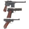 Image 1 : Three European Semi-Automatic Pistols -A) Wartime Commercial Mauser Broomhandle Semi-Automatic Pisto