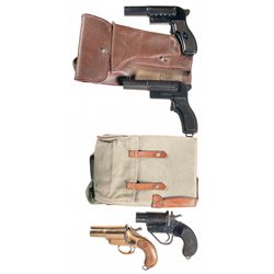 Four Flare Pistols -A) Russian SPSh Flare Pistol with Holster