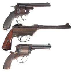 Two Revolvers and One Pistol -A) Webley & Son Number 4 Double Action Revolver
