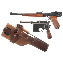 Broomhandle Pistol and Luger Carbine -A) Rare Erma Model ET 22 Luger Carbine with Extra Magazine