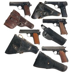 Five Semi-Automatic Pistols with Holsters -A) Nazi Proofed FEG Model 1937 Semi-Automatic Pistol