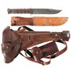 Image 1 : Artillery Luger Holster Rig and One Ka-Bar Bowie Knife with Sheath