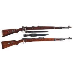Two WWII German 98K Bolt Action Rifles -A) Mauser byf-43 K98 Bolt Action Rifle with Bayonet