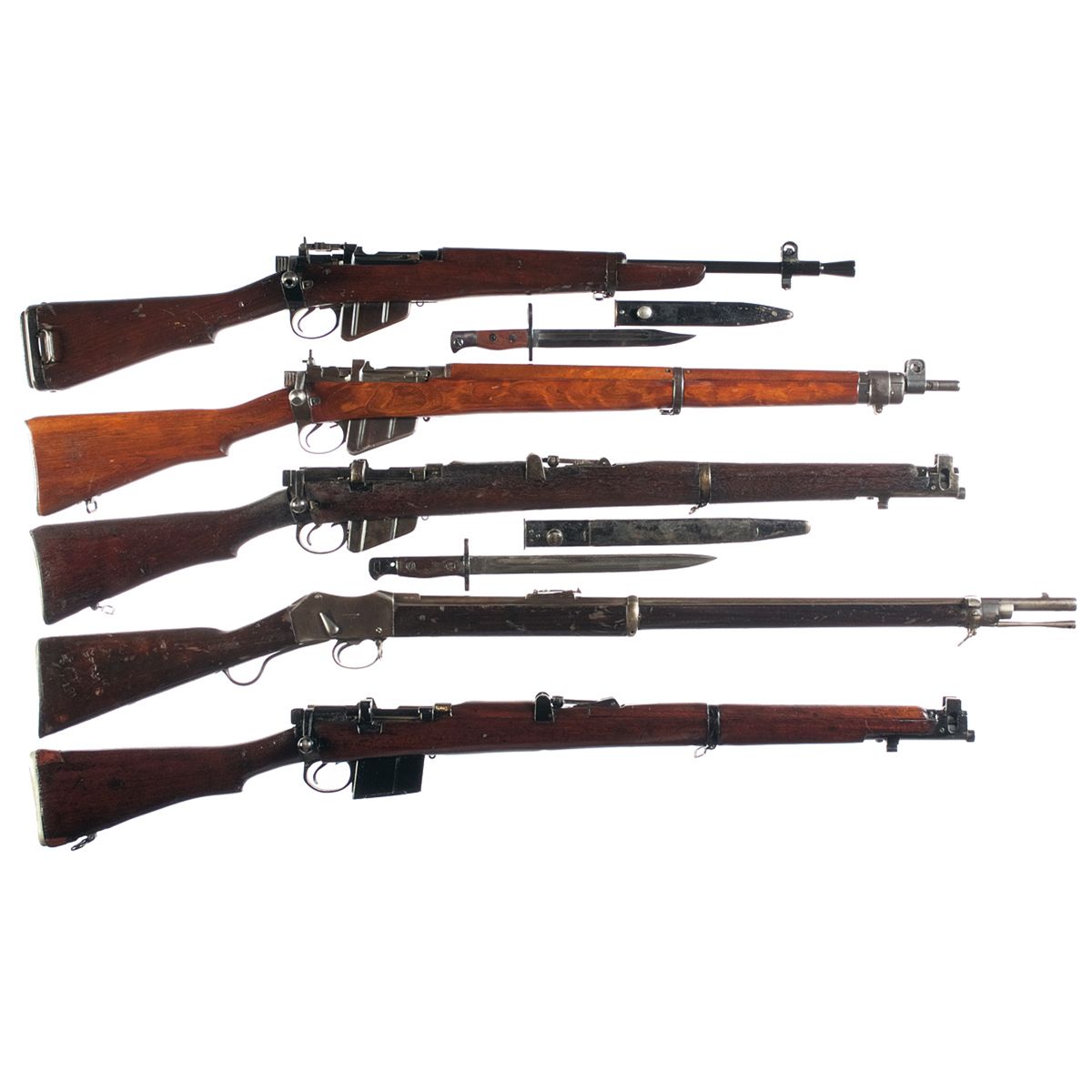 Five Long Guns -A) Enfield No. 5 Mark I Jungle Carbine with Bayonet