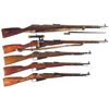 Image 1 : Five Mosin Nagant Bolt Action Military Longarms -A) Mosin Nagant Model 91/30 Bolt Action Rifle with 