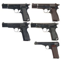 Collector's Lot of Five Browning Patent Semi-Automatic Pistols -A) Argentine High-Power Semi-Automat