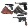 Image 1 : Three European Semi-Automatic Pistols -A) Walther Model 4 Pistol with Holster and Extra Magazine