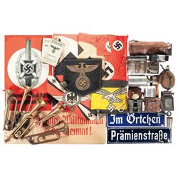 Grouping of Bugles, Nazi Flags and Other Assorted Items