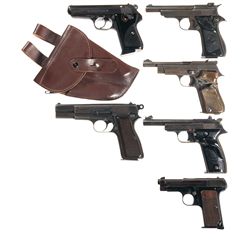 Six European Semi-Automatic Pistols -A) CZ Model 1950 Semi-Automatic Pistol with Holster