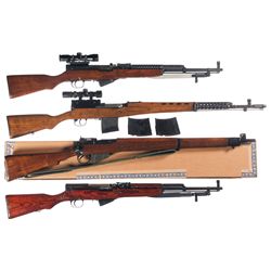 Four Rifles -A) Chinese SKS Semi-Automatic Rifle with Bayonet and Scope