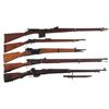 Image 1 : Five Military Rifles -A) Schmidt Rubin Model 1889 Straight Pull Bolt Action Rifle