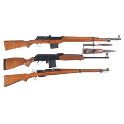 Three Rifles -A) Swedish Ljungeman Semi-Automatic Rifle with Bayonet