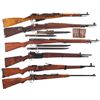 Image 1 : Six Bolt Action Rifles -A) Nagant Model 91/59 Bolt Action Rifle