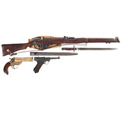 One Rifle, One Pistol and One Flare Pistol -A) Enfield SMLE Mark III* Bolt Action Rifle with Bayonet