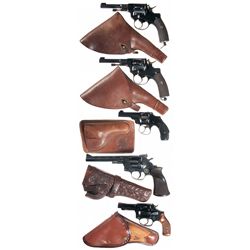Five Double Action Revolvers with Holsters -A) Husqvarna Model 1887 Officer's Model Double Action Re