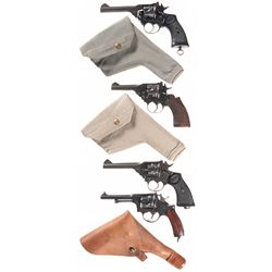 Four Double Action Revolvers -A) Webley Mark IV Double Action Revolver with Holster