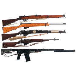 Three British Bolt Action Longarms and Two Mock Training Rifles -A) Enfield SMLE III* Bolt Action Ri