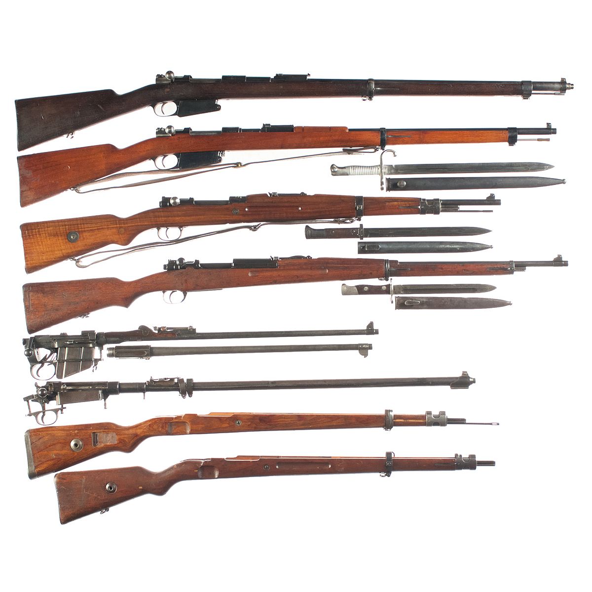 Six Bolt Action Military Rifles -A) Rare FN Mauser Model 1889/36 Bolt ...