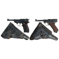 Two German Semi-Automatic Pistols with Holsters -A) Walther "ac 44" Code P-38 Semi-Automatic Pistol