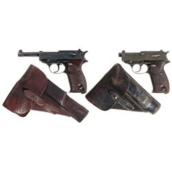 Two P-38 Pistols with Holsters -A) Walther "ac/41" Semi-Automatic Pistol
