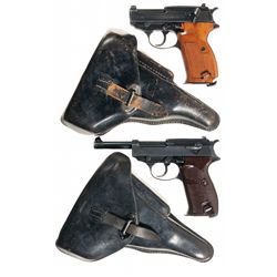 Two Walther P-38 Semi-Automatic Pistols with Holsters -A) Walther "ac 44" Semi-Automatic Pistol