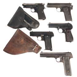 Five Semi-Automatic Pistols -A) Beretta Model 1934 Semi-Automatic Pistol with Holster