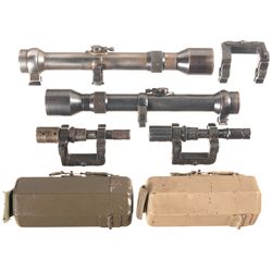 Four Rifle Scopes and Accessories
