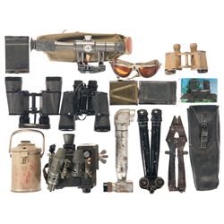 Grouping of Military Binoculars and Other Military Related Gear