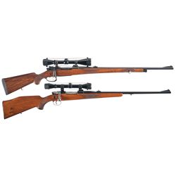 Two Scoped European Bolt Action Rifles -A) Custom Unidentified Model 98 Style Bolt Action Rifle with
