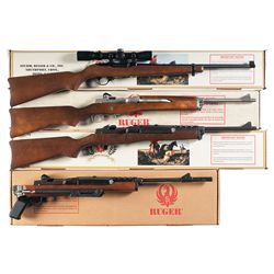 Four Boxed Ruger Semi-Automatic Rifles -A) Ruger Model 10/22 Semi Automatic Rifle with Scope