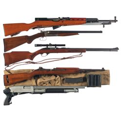 Five Long Guns -A) Chinese SKS Semi-Automatic Rifle with Bayonet