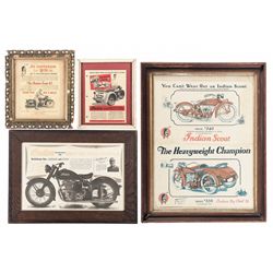 Four Framed Indian Motorcycle Advertisements