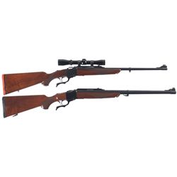 Two Ruger No. 1 Single Shot Rifles -A) Ruger No. 1 Falling Block Rifle with Scope