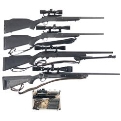 Four Scoped Long Guns and One Pistol -A) New England Firearms Model Sportster Single Shot Rifle