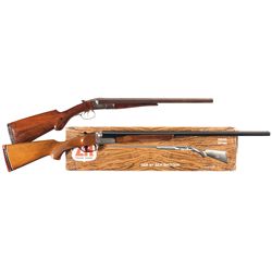 Two Hammerless Side by Side Shotguns -A) Baltimore Arms Side by Side Damascus Hammerless Shotgun