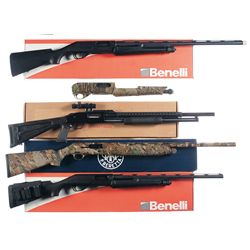 Four Boxed Shotguns and One Shotgun Receiver -A) Benelli Nova Slide Action Shotgun
